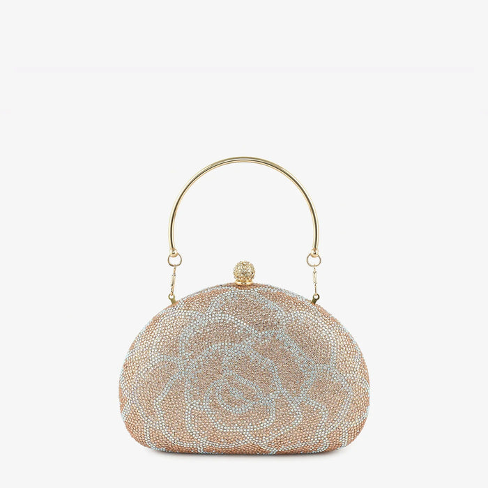 Champagne Floral Crystal Handbag